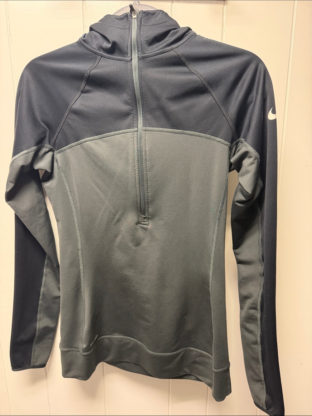 Nike Woman’s Two-Tone Black and Gray Quarter-Zip Hoodie